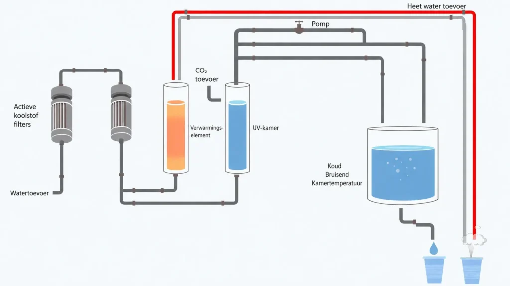 De werking van een koud- en heetwaterdispenser